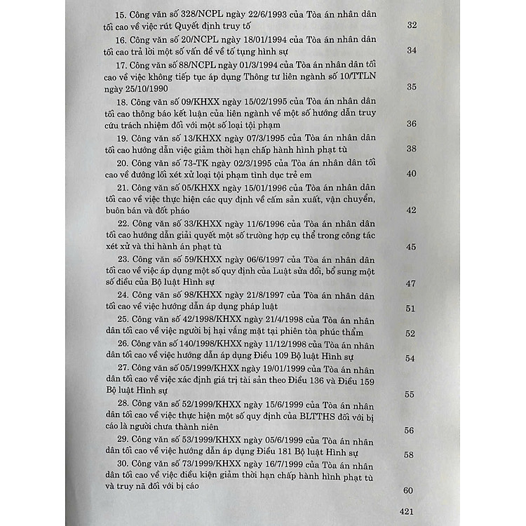 Hệ thống Công văn hướng dẫn nghiệp vụ của Tòa án nhân dân tối cao trong lĩnh vực Hình sự và Tố tụng Hình sự (từ năm 1987 đến năm 2023) - Ảnh 4