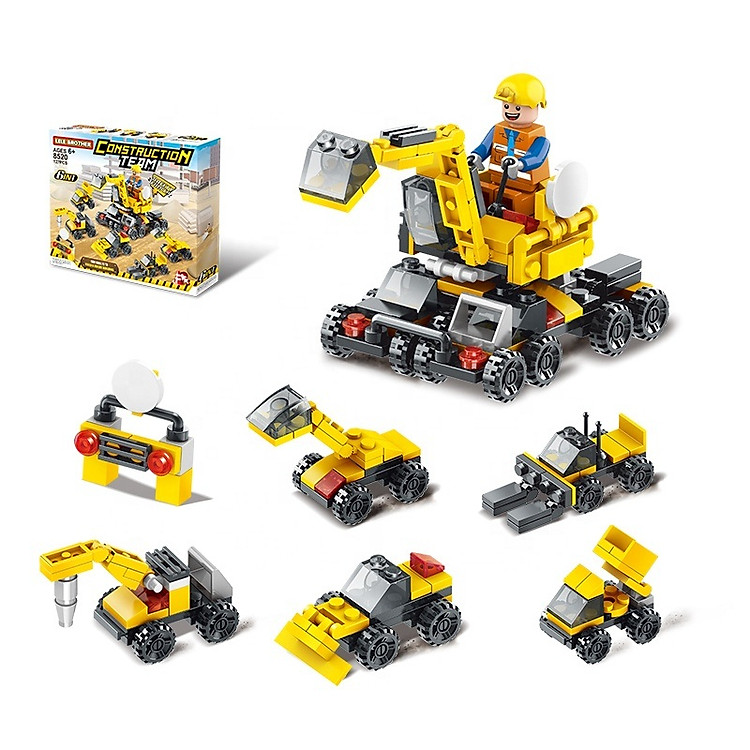 Bộ lắp ráp đội thi công công trình Construction Team 6in1 Lele Brother (8520)