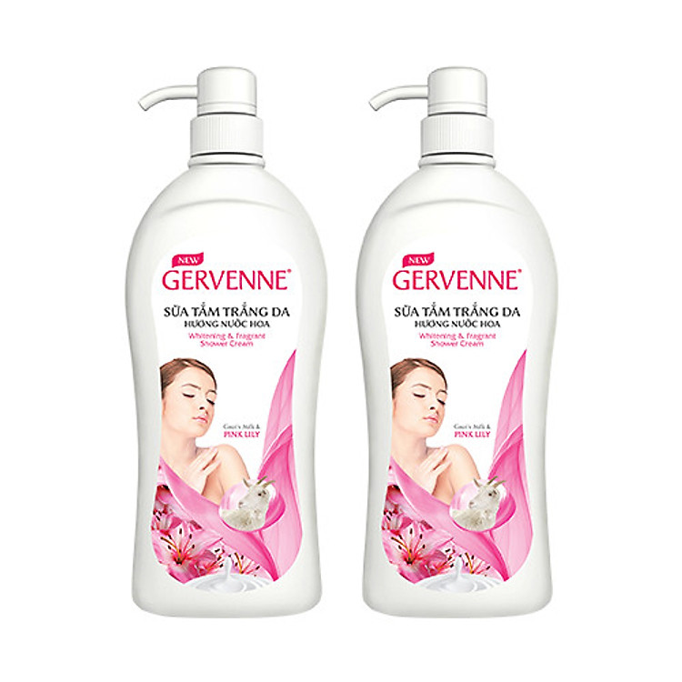 Gervenne Combo 2 Sữa tắm Trắng da Hương nước hoa Pink Lily (900g/chai)
