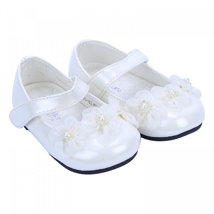 Giày Búp Bê Bé Gái Đính Hoa Voan Kenike BVT - Trắng