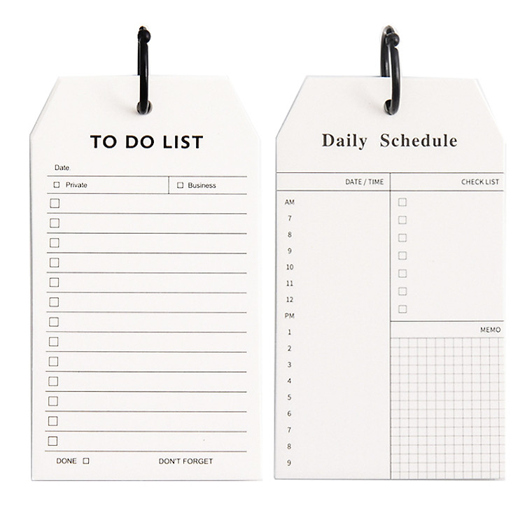 Combo Tập Giấy Note Ghi Chú Danh Sách Cần Làm To Do List + Daily Schedule Kèm Khoen ( Tặng kèm Giấy Note Bánh Bao)