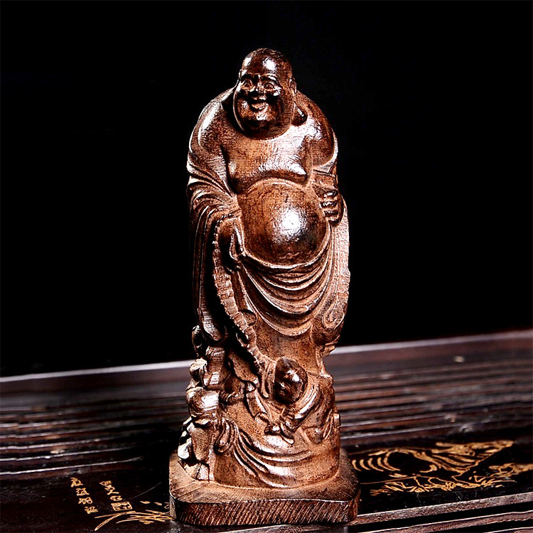 Tượng phật bằng gỗ khắc chữ maitreya