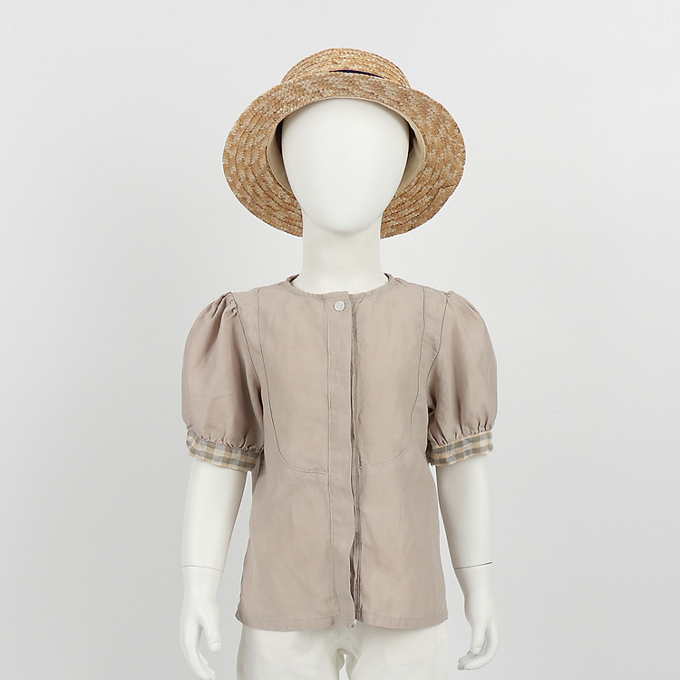 Áo sơ mi bé gái tay phồng xinh - Nhập khẩu Hàn Quốc