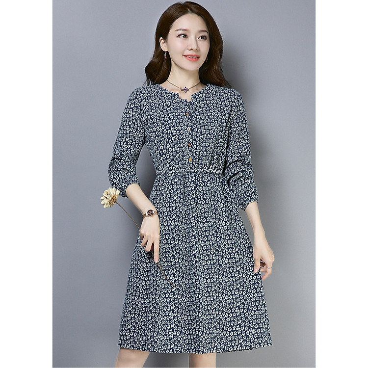 Đầm hoa nhí Đũi Việt DVD18