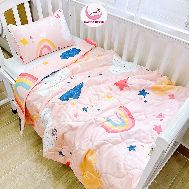 Bộ mền gối cho bé đi học Katina House, vải Tencel cao cấp mềm, mát lạnh, phù hợp 1-6t
