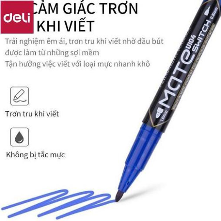 Bút Lông Dầu Dạ Kính Hai Đầu Deli (Nhiều màu) - Ảnh 2