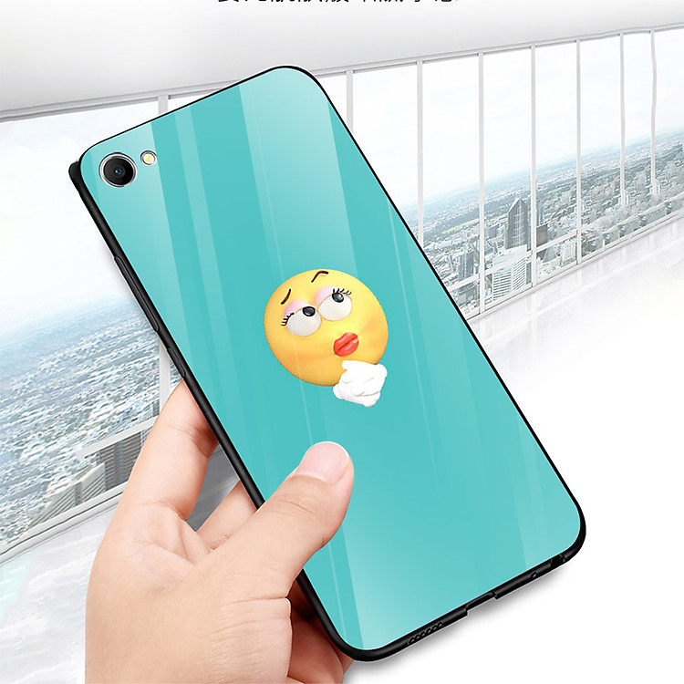 Ốp điện thoại kính cường lực cho máy Oppo A71 - emojis nhiều cảm xúc MS EMGES045 - Hàng Chính Hãng