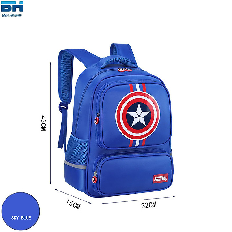 Balo Đội Trưởng Mỹ BH Kids BHS05 - Chống Nước (Xanh Da Trời) - Ảnh 3