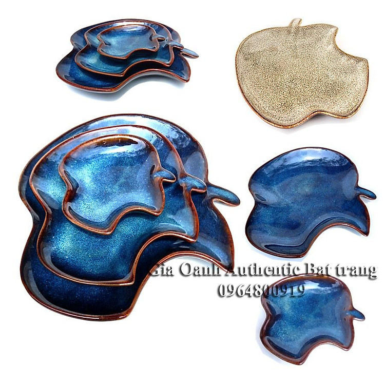 ĐĨA TÁO KHUYẾT dùng đựng đồ ăn và trang trí món ăn - Men hỏa biến cao cấp - Xưởng gốm sứ Gia Oanh Authentic Bat trang