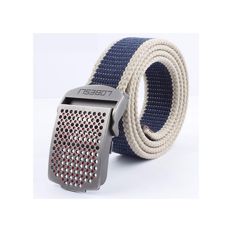 Thắt lưng vải dù, Dây lưng vải dù nam mặt khóa thép đúc liền khối, kích thước 110x3.8cm
