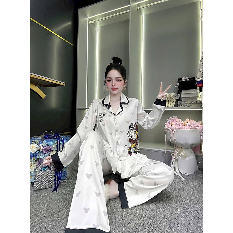 Bộ Đồ Ngủ Tay Dài Quần Dài Lụa Xinh Xắn Nhiều Mẫu