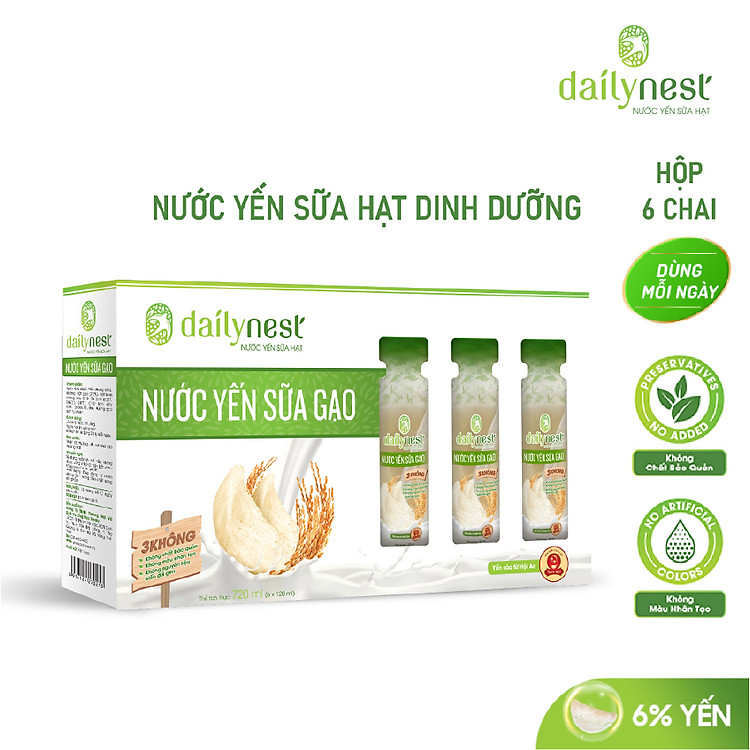 Hộp 6 chai Nước Yến Sữa Gạo Dailynest (6 chai x 120ml)