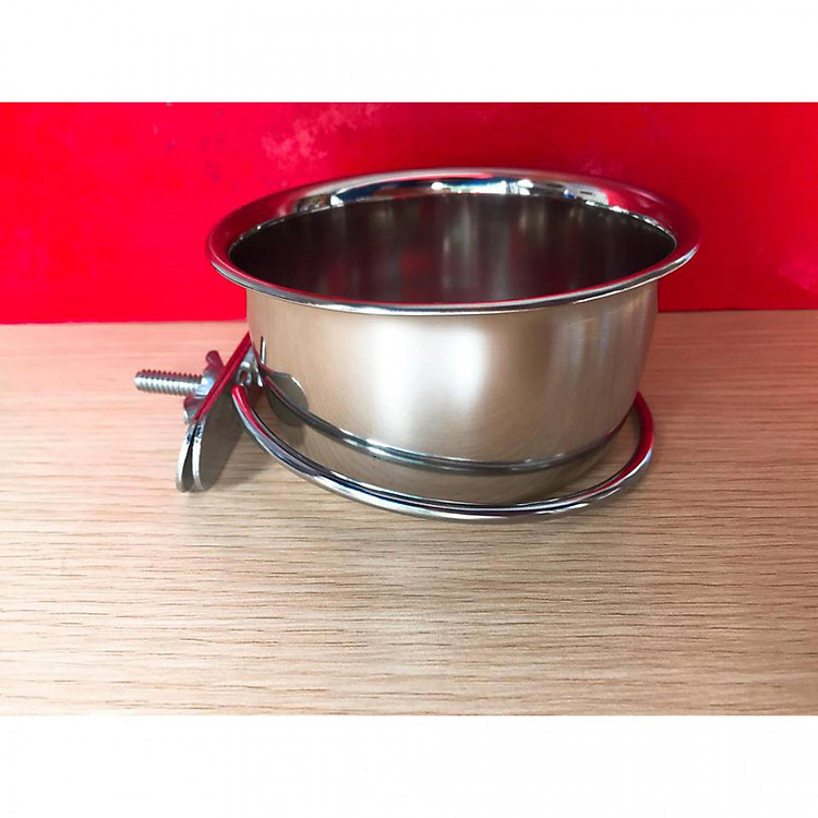 Bát ăn inox treo lồng chuồng thú cưng Kún Miu