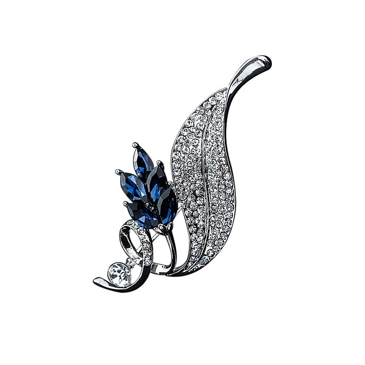 Cài áo Chiếc lá bạch kim pha lê