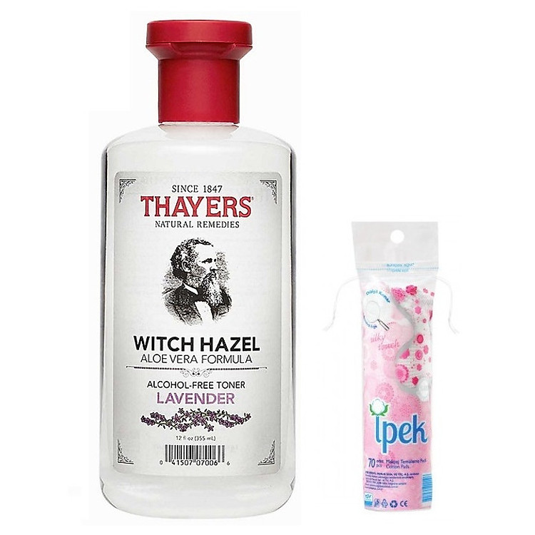 Nước Hoa Hồng Không Chứa Cồn Thayers Alcohol Free Witch Hazel Toner Lavender 355ml + Tặng kèm bông tẩy trang Ipek 80 miếng