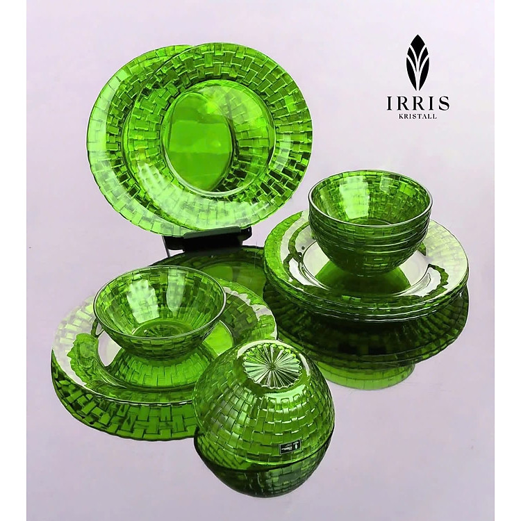Set 12 món thuỷ tinh pha lê màu cao cấp IRRIS DE hàng chính hãng