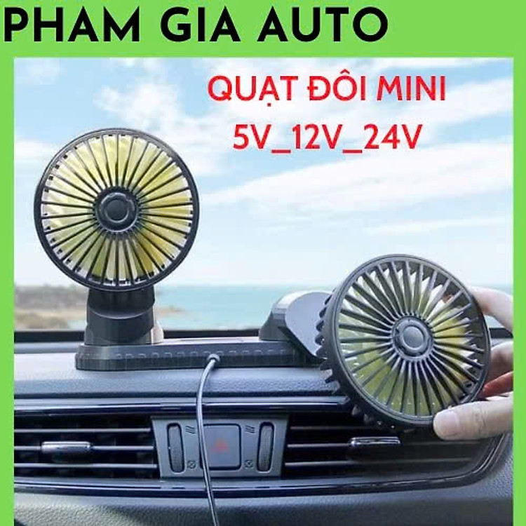 QuạtMáiy Đôi Gắn Taplo Ô To 12V/24V – Gió Mạnh, Xoay 360, Nhỏ Gọn Cao Cấp , máy hàn