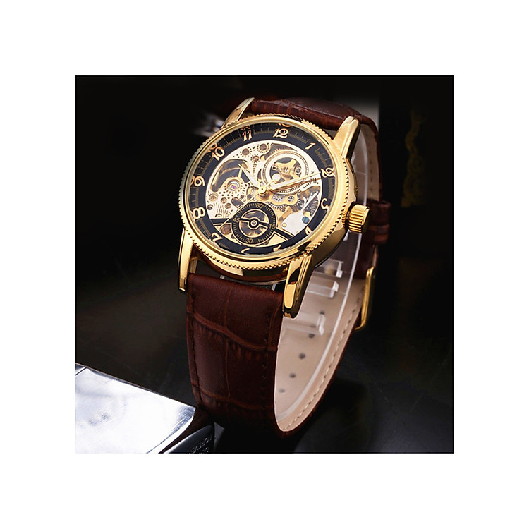 Đồng Hồ Cơ Lộ Máy Dây Da Bò Cao Cấp Mặt Kính Sapphire Thép Không Gỉ Chống Nước 3ATM Đường Kính 38mm Bể Mặt Dày 10mm