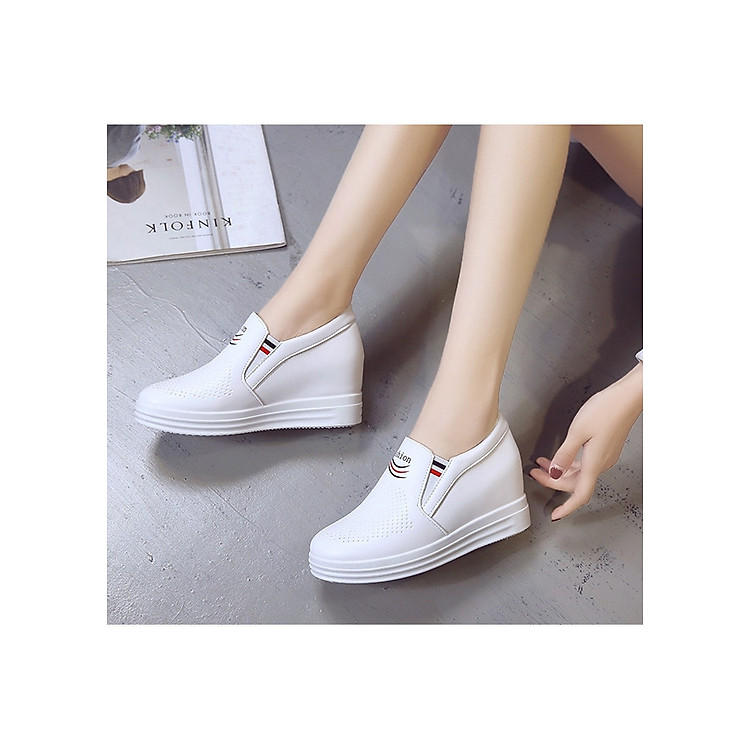 Giày Slip On Nữ Độn Đế 6cm Da PU Mã H73