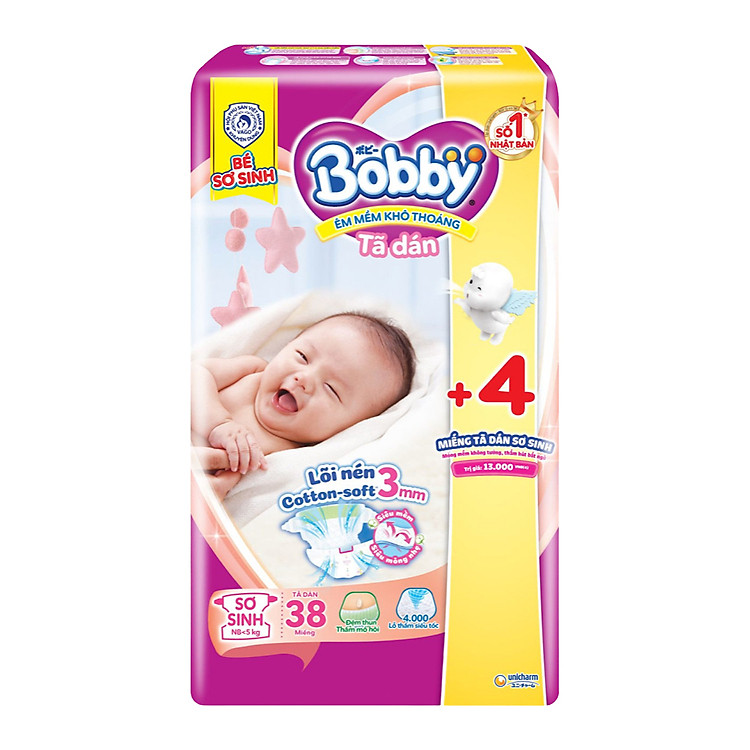 Tã dán Bobby Siêu thấm size XS - 42 miếng Chính hãng Tiết kiệm - Hình ảnh 2