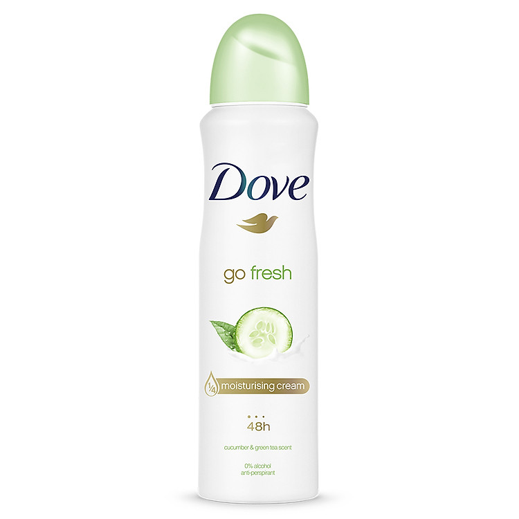 Xịt Khử Mùi Dove Go Fresh Dưỡng Da Sáng Mịn - Dưa Leo & Trà Xanh (150ml)