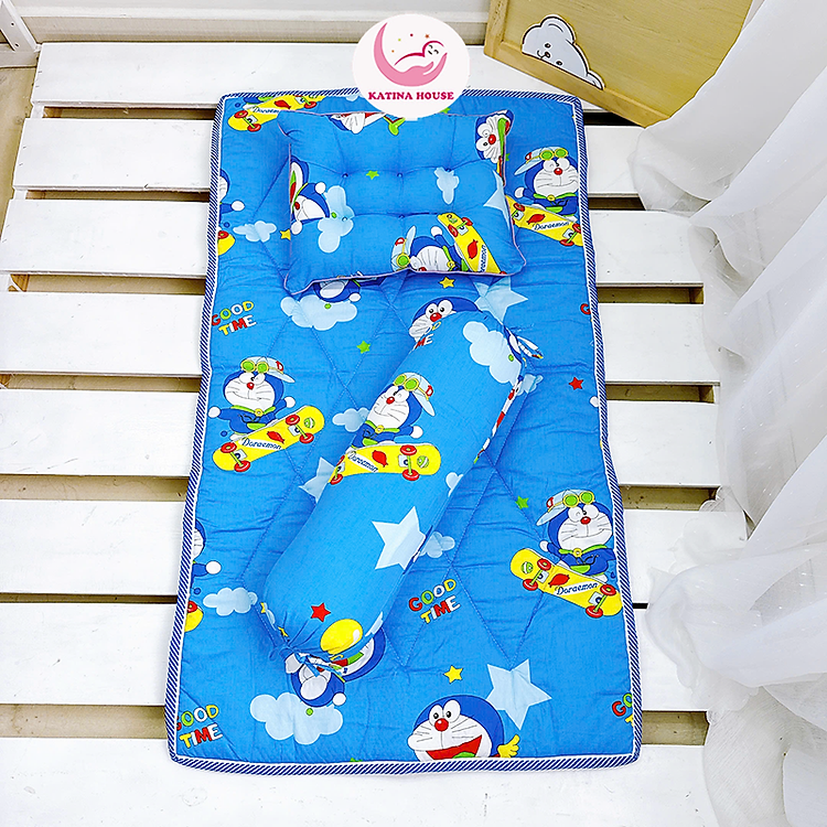 Bộ nệm cho bé đi học mẫu giáo, vải Cotton thoáng mát, phù hợp bé 1-5 tuổi