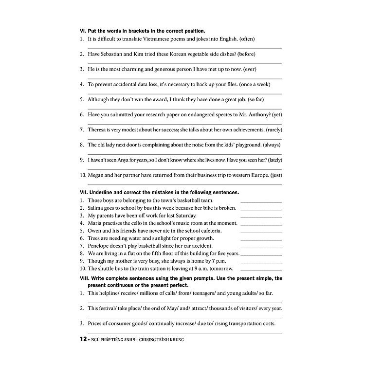 Ngữ Pháp Tiếng Anh Lớp 9 - Theo Chương Trình Khung Của Bộ GD&ĐT - Ảnh 7