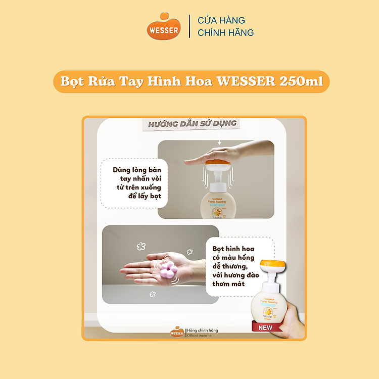 Bọt rửa tay hoa Wesser 250ml Chính hãng Ưu đãi - Hình ảnh 5