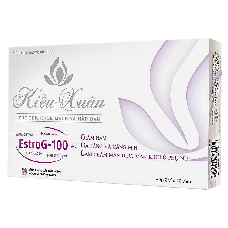 Thực Phẩm Chức Năng Viên Uống Kiều Xuân Trắng Da, Mờ Nám, Ổn Định Nội Tiết, Kéo Dài Tuổi Xuân (20 Viên)