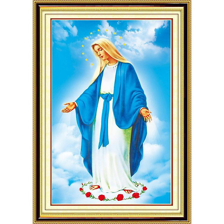 Tranh thêu kín Hoa mẫu đơn DX1414, kích thước 55 x 70 cm