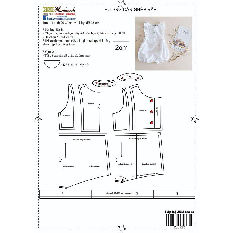 Rập giấy A0 jum bé gái R223 (BẢN VẼ) - Ảnh 3