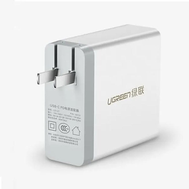 Củ sạc 65w Usb Type C chuẩn pd power delivery màu Trắng UGREEN 40721CD127 Hàng chính hãng