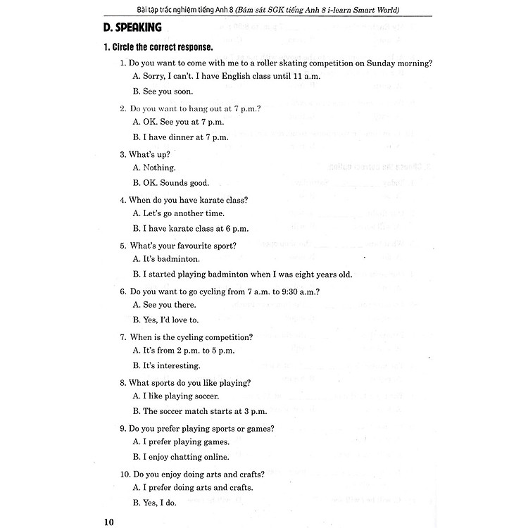 Bài Tập Trắc Nghiệm Tiếng Anh 8 - Có Đáp Án - Ảnh 9