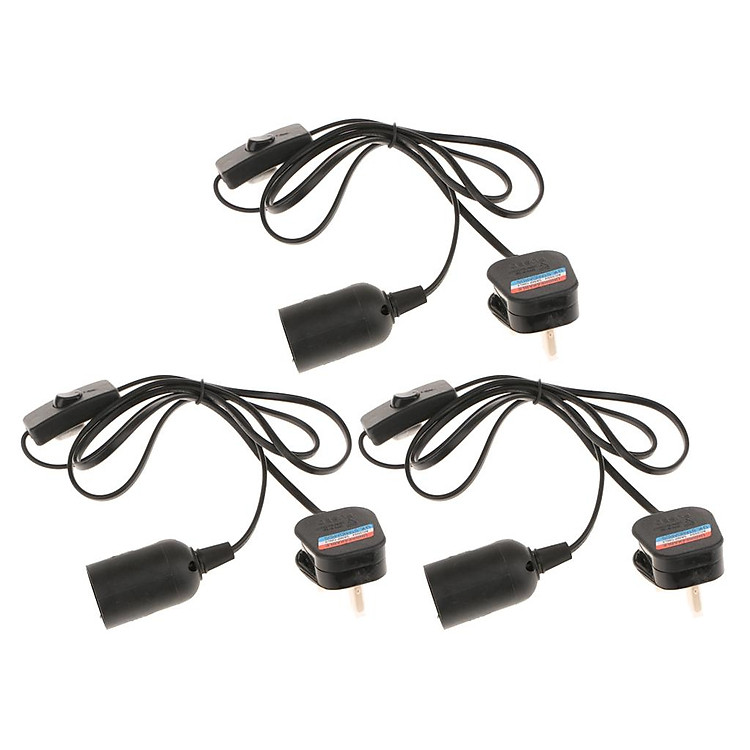 3 Pcs E27 Screw Lamp Holder Socket Hanging Pendant Fitting W/ Switch 220V