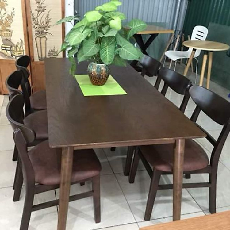 Bộ bàn ăn MG nâu 6 ghế