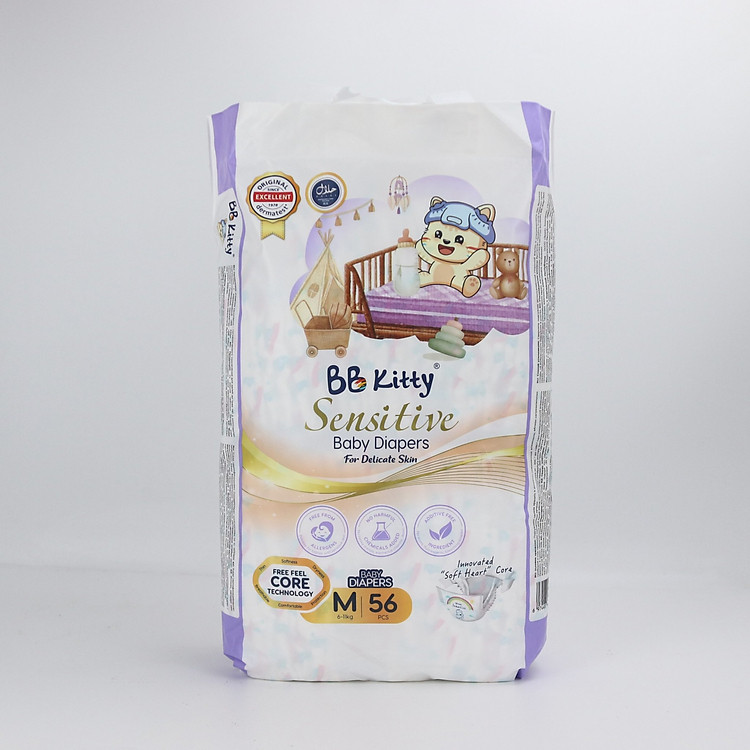 Tã BB KITTY SENSITIVE size M 56 miếng Chính hãng Giá rẻ - Hình ảnh 2