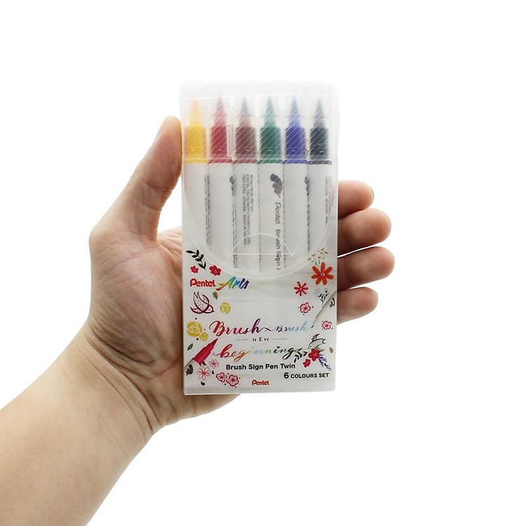 Bộ Bút Lông Màu Nước 2 Đầu Pentel Art SESW30C (6 chiếc) - Ảnh 5