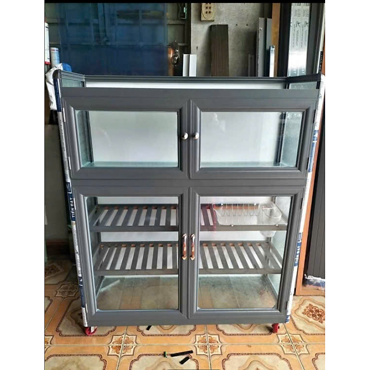 "Tủ chén nhôm, tủ nhôm kính, tủ đựng bát dĩa Juno Sofa KT 1m cao 1m2 sâu 35 cm (hàng cao cấp) "
