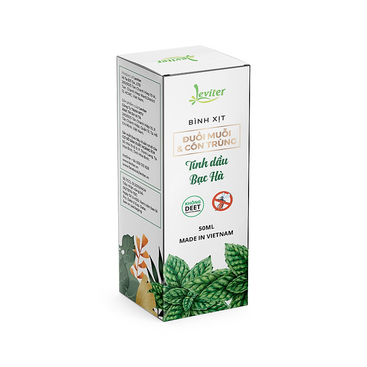Bình Xịt Đuổi Muỗi Và Côn Trùng Tinh Dầu Bạc Hà Leviter 50ml