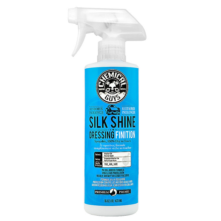 PHỤC HỒI TẠO ĐỘ MỚI CHO CAO SU, NỈ, NHỰA, TAPLO CHEMICAL GUYS SILK SHINE SPRAYABLE DRESSING (16OZ)