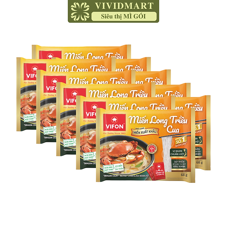 VIFON - Miến Long Triều hương vị Cua, Miến cua Long Triều, Miến cua Vifon xuất khẩu, Miến Vifon cua (68g/gói)