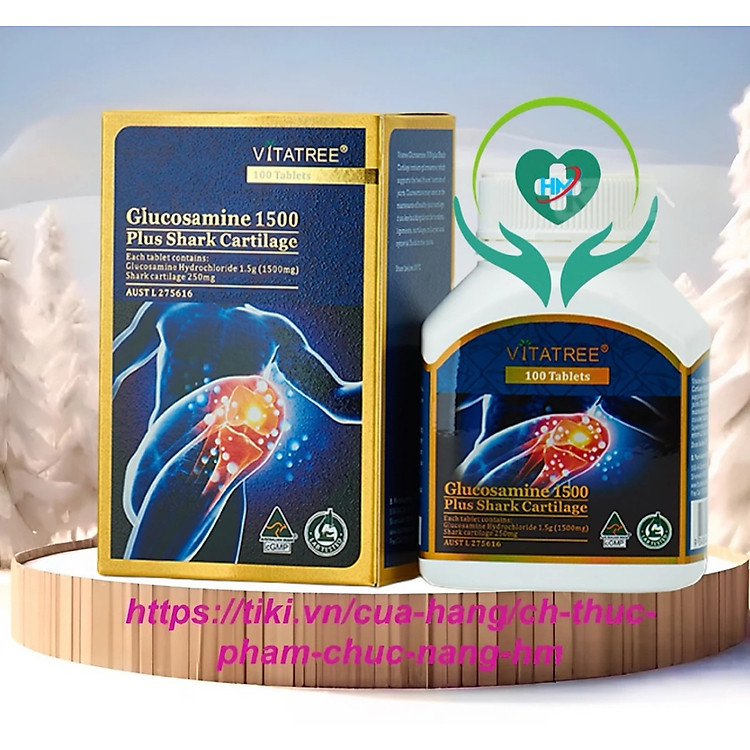 Viên khớp Vitatree Glucosamine 1500mg plus Shark Cartilage , hộp 100 viên, Nhập khẩu Úc