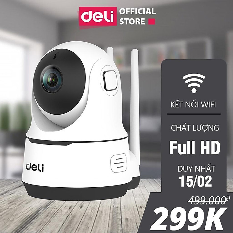 Camera IP Wifi Deli Full HD 1080P 360 Độ Đàm Thoại 2 Chiều - An Ninh Gia Đình, Văn Phòng - Hàng Chính Hãng - ES102
