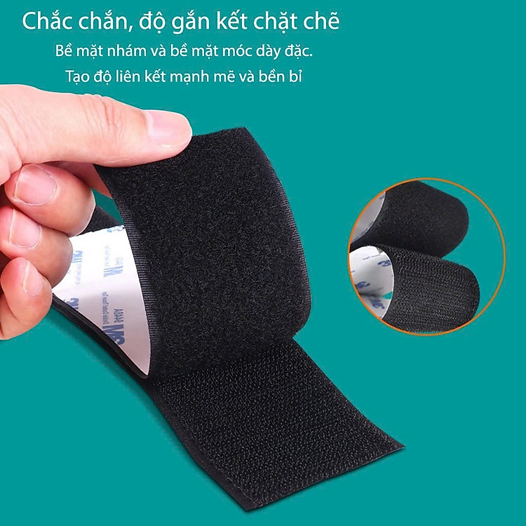 Miếng dán xé Velcro tape 25mm x 1m (màu đen) - Ảnh 7