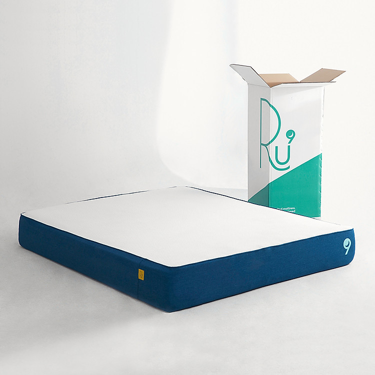 Nệm Foam Cao Cấp Ru9 Original 25cm Trắng Xanh, 3 Lớp Foam Nâng Đỡ Cơ Thể Tối Ưu
