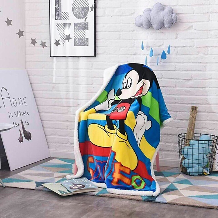 Chăn lông cừu cho bé hình Chuột Mickey