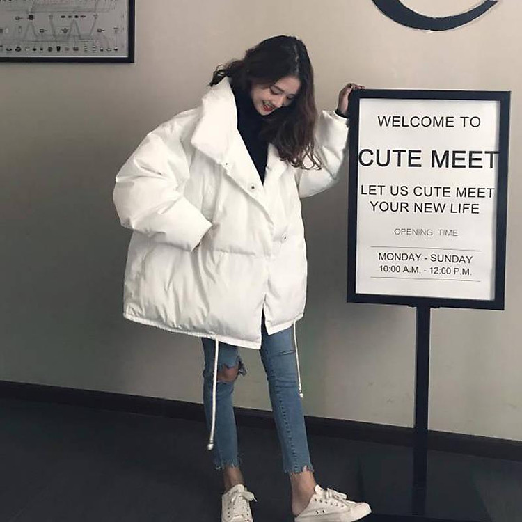 Áo phao béo nữ đẹp chất siêu nhẹ hàng Quảng Châu dáng ngắn hàn quốc không mũ