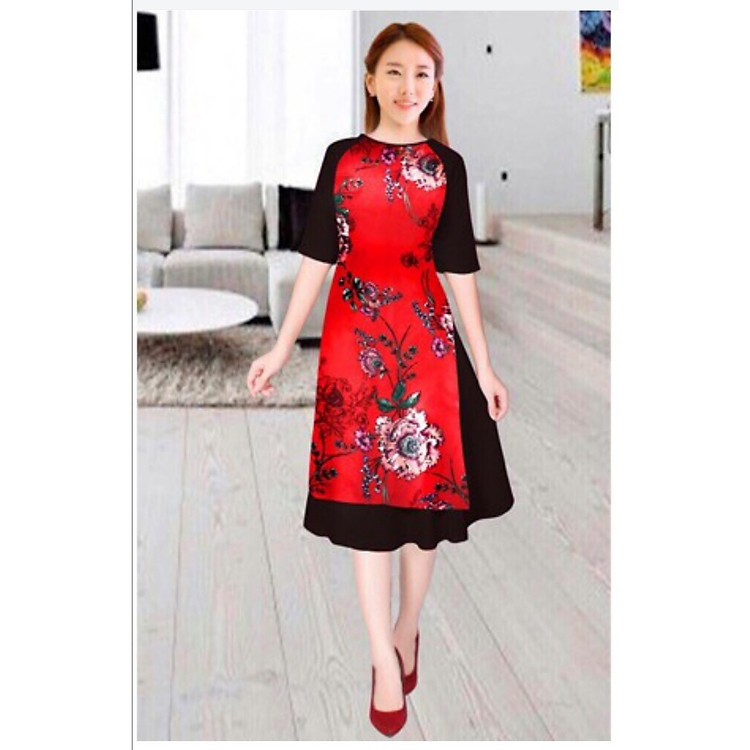 SÉT ÁO DÀI CÁCH TÂN KÈM CHÂN VẤY HỌA TIẾT HOA NT2019NT