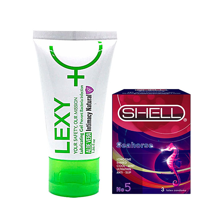 Gel Bôi Trơn Đức Nha Đam Lexy ALoe - Bạc Hà Mát Lạnh (50ml) Tặng 1 hộp bao cao su nhỏ mát lạnh Shell Sea Horse ( 3 cái/ hộp)