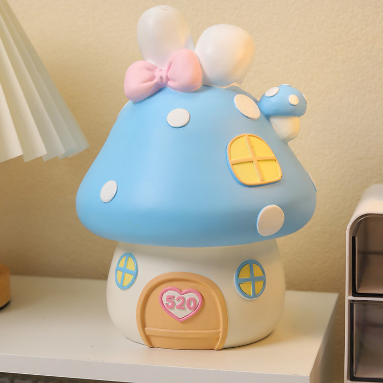 Ống Tiết Kiệm Ngôi Nhà Nấm Lợn Tiết Kiệm Trang Trí Chống Vỡ_ Hàng Chính Hãng